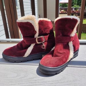 Red furry winter/fall boots